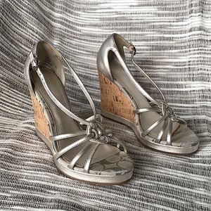 Coach Joslin Sandal wedge metallic leather